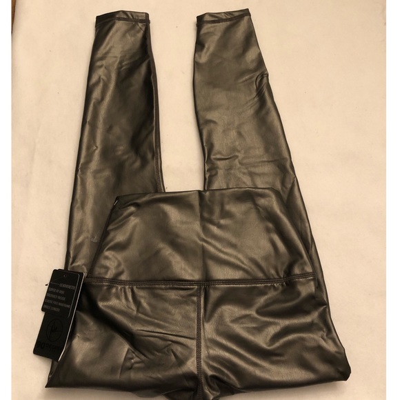 90 Degree by Reflex Leatherette Legging Faux Leather High Rise Gunmetal Grey New - Picture 7 of 10